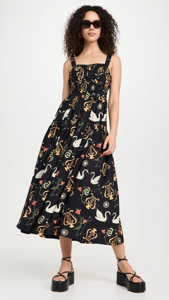 Kitri Isobel Black Cygnus and Lyra Print Midi Dress 4