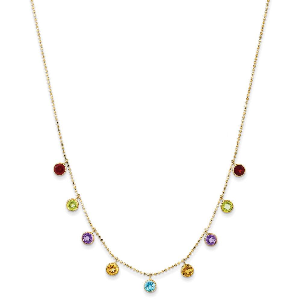 Diamond2Deal 14k Yellow Gold Multi-color Gemstone Pendant Necklace 16"