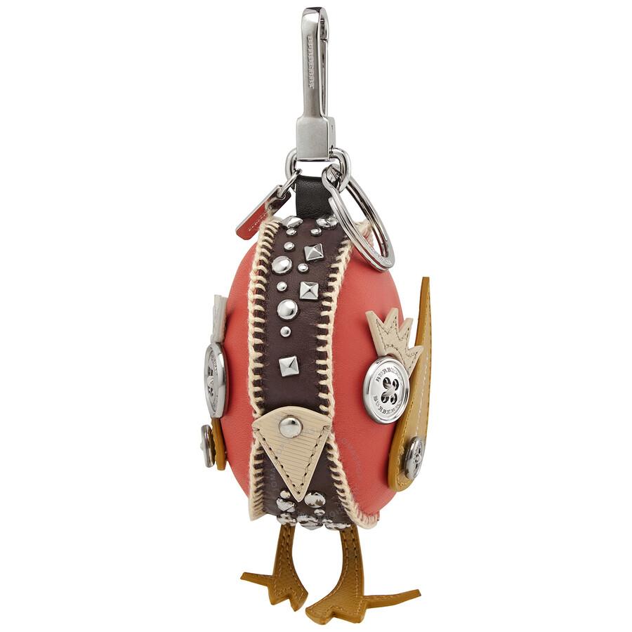 Burberry Derek The Bird Leather Charm In Deep Claret