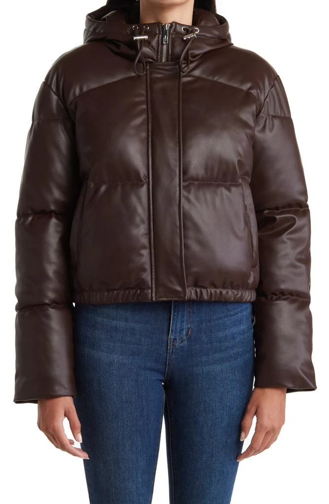 Sam Edelman Faux Leather Hooded Crop Puffer Jacket 3