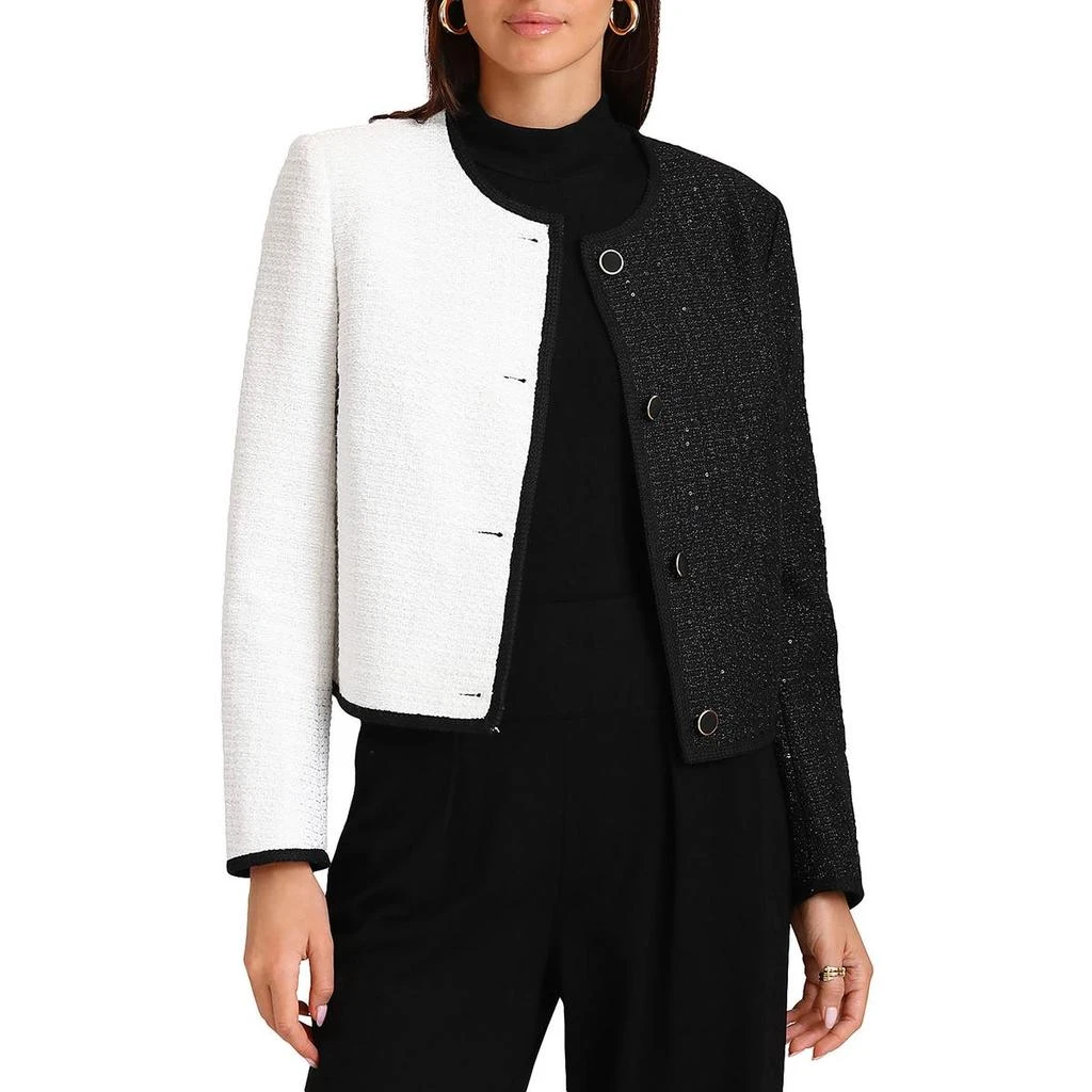 Bagatelle Womens Tweed Office Wear Collarless Blazer 3