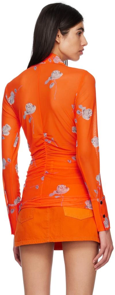 GANNI Orange Printed Ruched Shirt 3