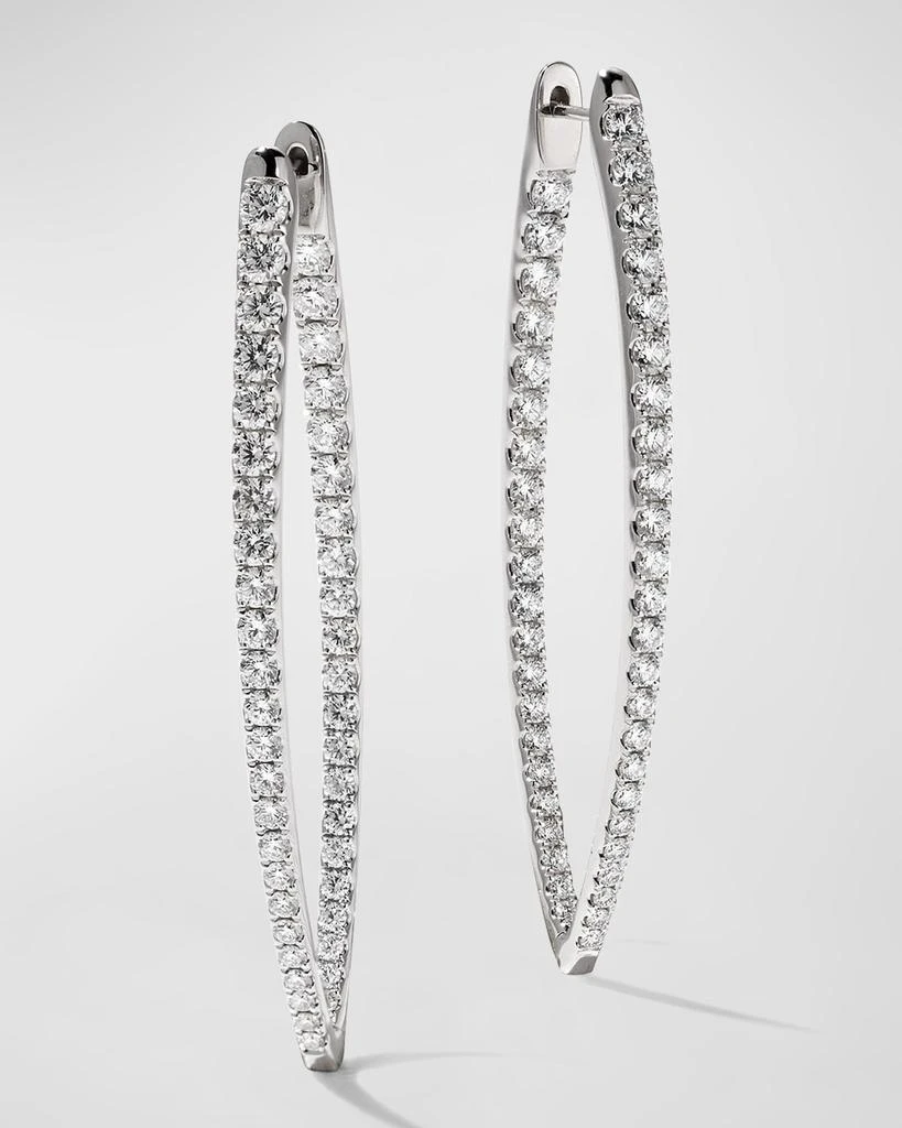 Memoire 18k White Gold Diamond V-Shape Hoop Earrings, 3.46tcw 1