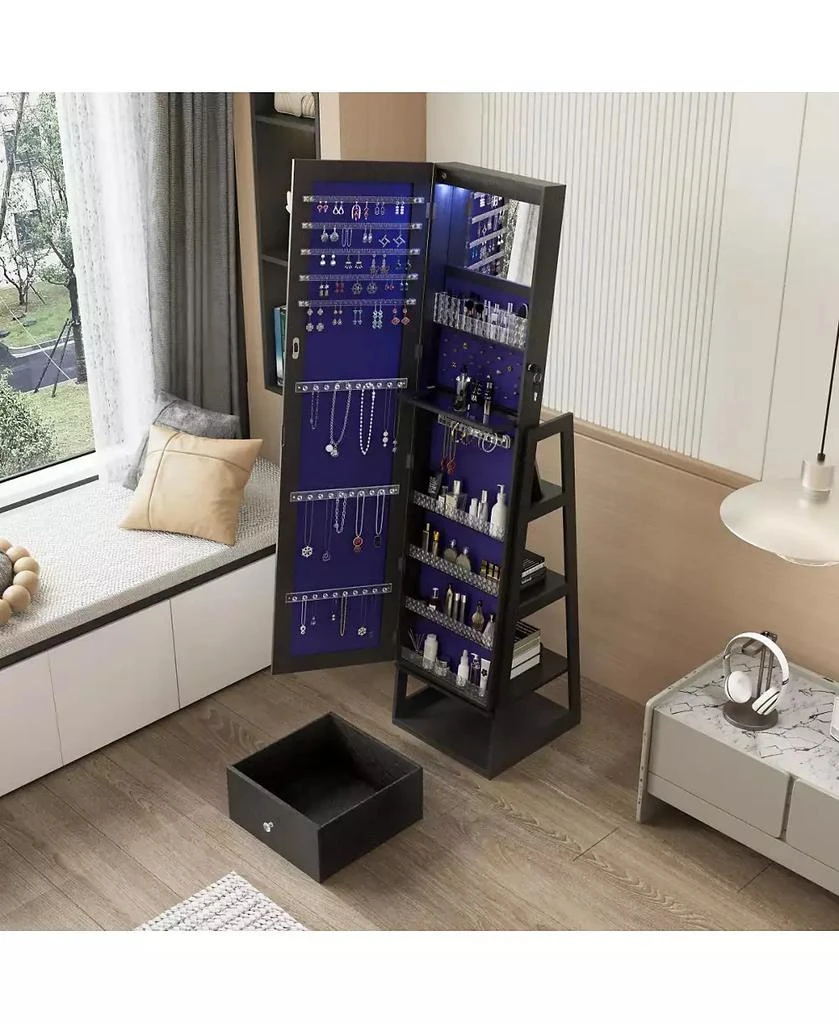 Streamdale Furniture Streamdale 360° Swivel Jewelry Cabinet with Full Length Mirror, 6