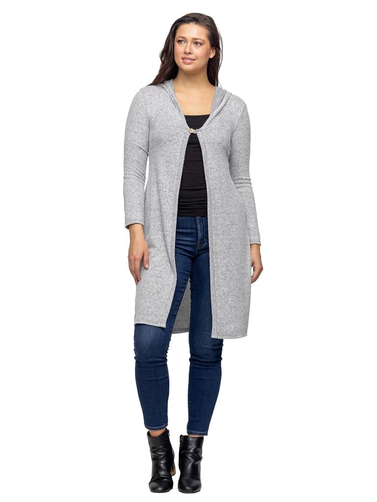 24seven Comfort Apparel Womens Knee Length Long Sleeve Hooded Womens Cardigan Shrug