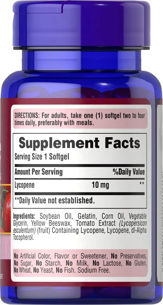 Puritan's Pride Lycopene 10 mg 100 Softgels 4