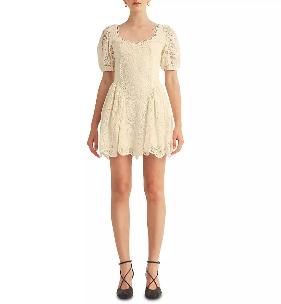 AROSE STUDIO, INC Women
s Amaline Balloon Sleeve Sweetheart Neck Mini Dress 1