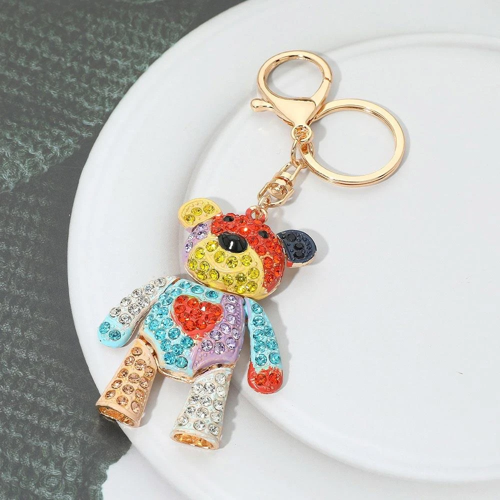 FASHNZFAB Rhinestone Embellished Teddy Bear Keychain Bag Charm 7