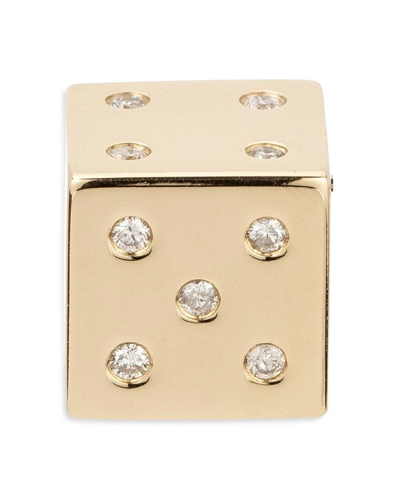 Adina Reyter 14K Yellow Gold Diamond Dice Floating Charm Pendant 4