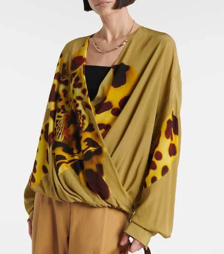 Dries Van Noten Printed draped satin blouse 6