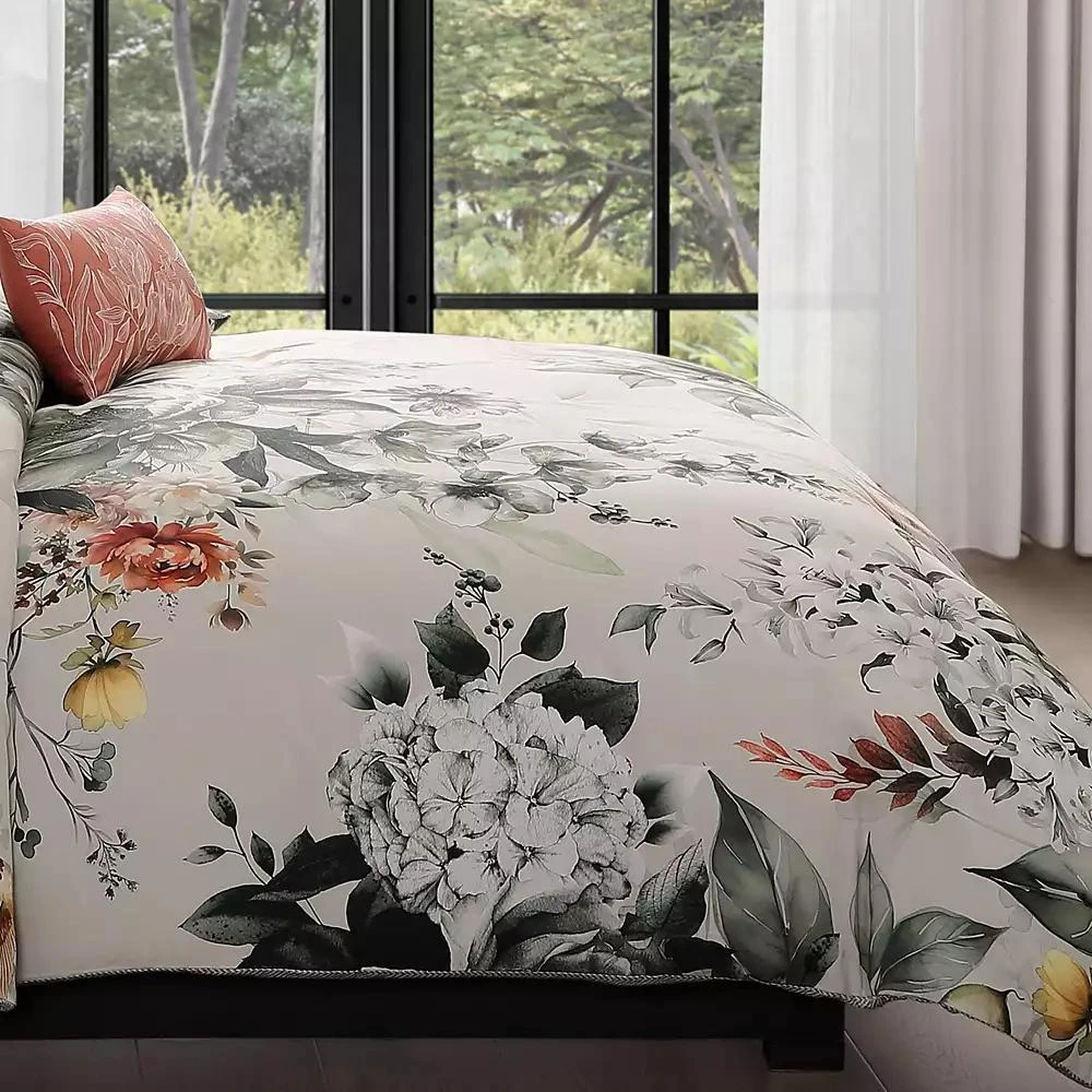 Bebejan Vintage Bloom Bedding 100% Cotton Sateen 5 Piece Queen Size Reversible Comforter Set 5