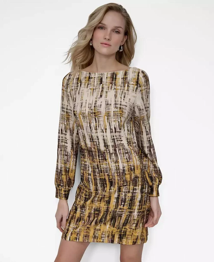 DKNY Women's Long Sleeve Boat Neck Sheath Dress 2