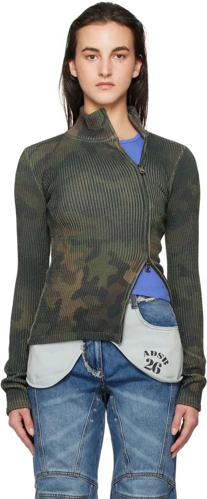 ANDERSSON BELL Khaki Camouflage Printed Knit Sweater 1