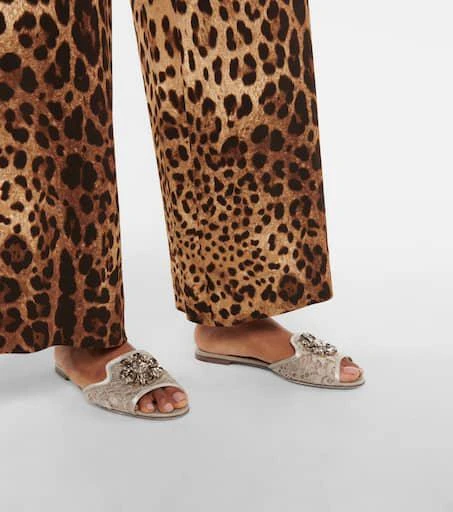 Dolce 
Gabbana Bianca embellished lace slides 4