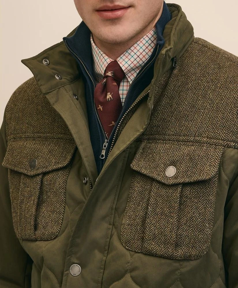 Brooks Brothers Cotton-Wool Blend Field Jacket With Tweed Accents, Packable Hood 3