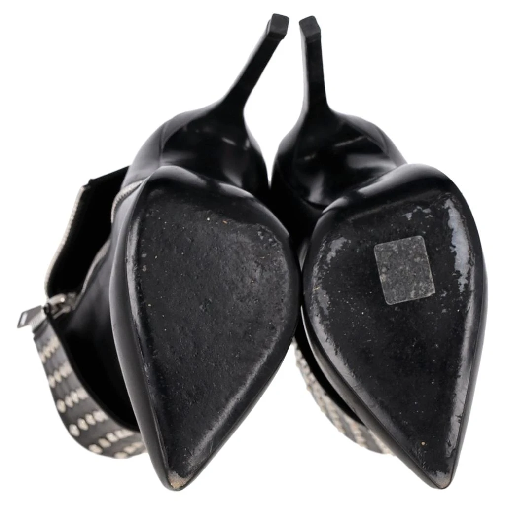Yves Saint Laurent Paris Fold Over Studded Booties in Black Leather 6