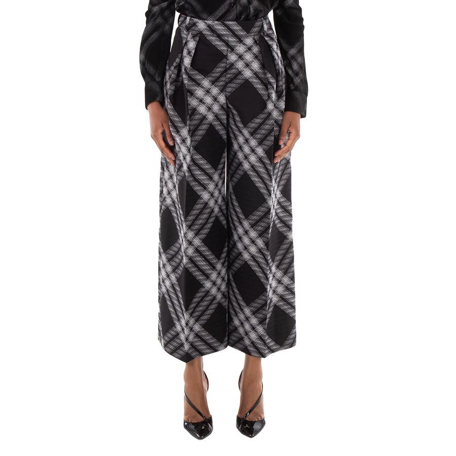 Burberry Wide-Leg Tartan Wool Boyfriend Trousers