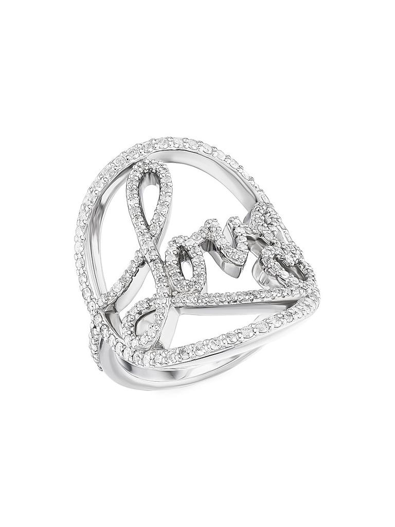 Sheryl Lowe Sterling Silver & 0.98 TCW Diamond "Love" Script Ring