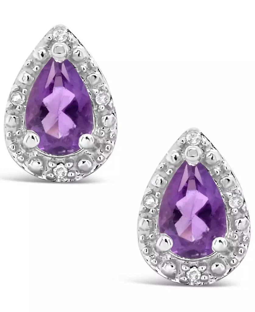 Macy
s Gemstone and Diamond Accent Stud Earrings in Sterling Silver 3