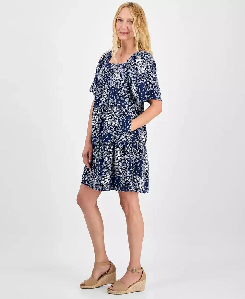 Style & Co Petite Square-Neck Cotton Tiered Dress, Exclusively at Macy's 3