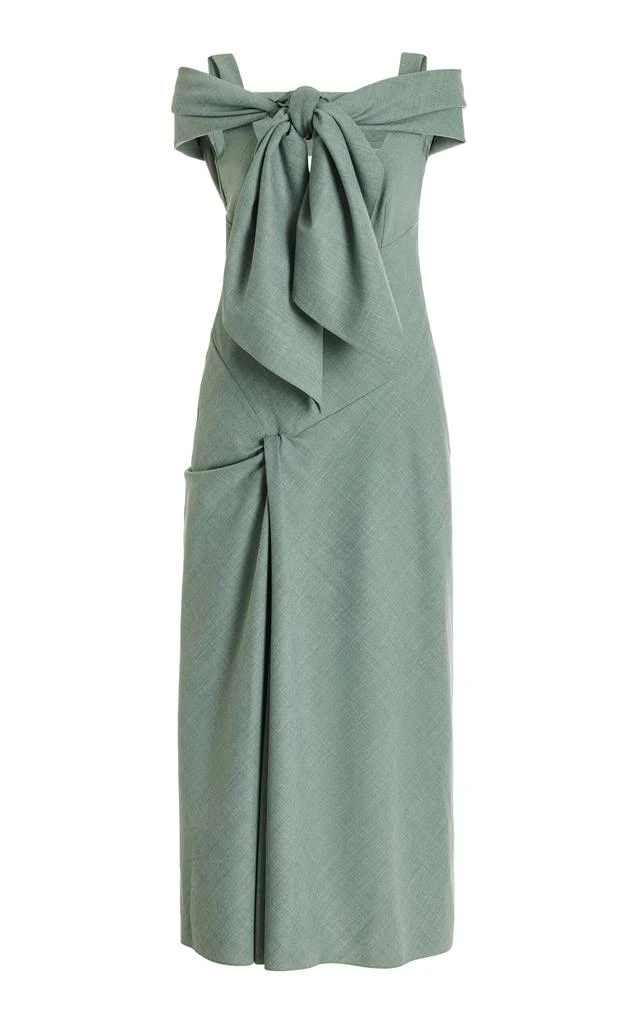 Emilia Wickstead Emilia Wickstead - Barlow Gathered Wool-Blend Midi Dress - Khaki - UK 8 - Moda Operandi 1