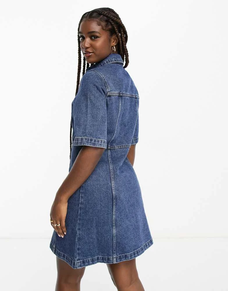 Monki Monki denim mini shirt dress in blue 2
