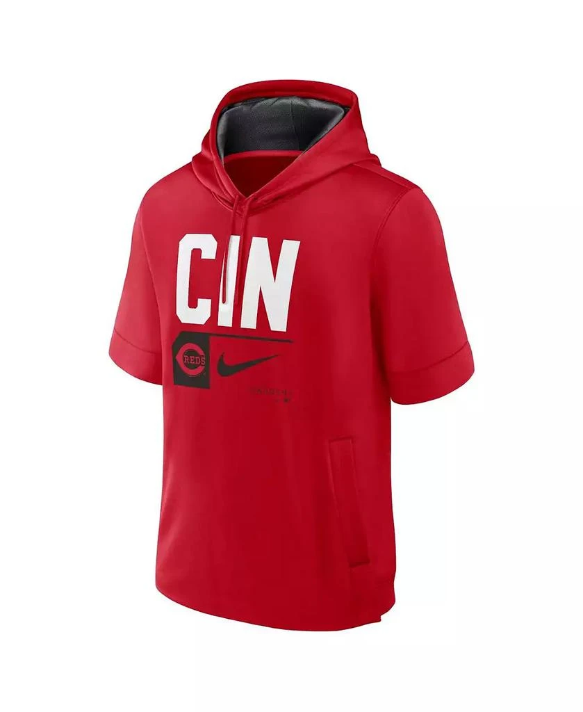 NIKE Men's Red Cincinnati Reds Tri Code Lockup Short Sleeve Pullover Hoodie 2
