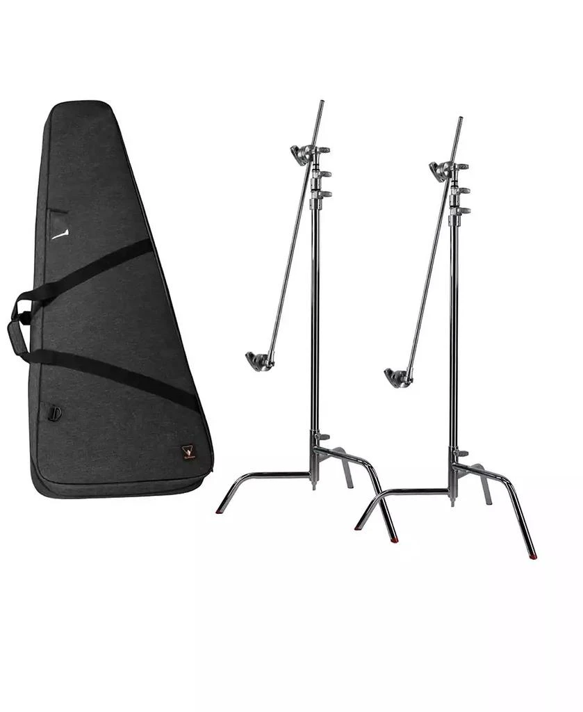 Matthews 40" C+ Stand with Turtle Base, Grip Head and Arm, Chrome, 2-Pack, Bundle with Slinger L7 BigBag 2 Durable Case