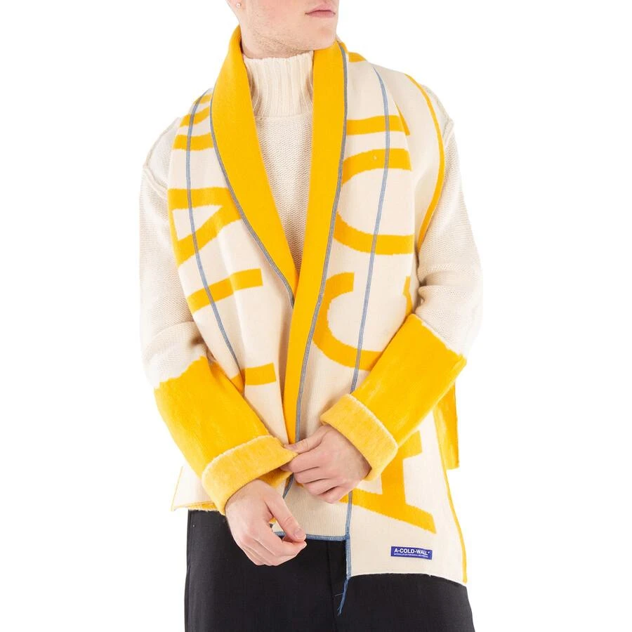 A-COLD-WALL* Men's Yellow Fracture Oblong Wool Blend Scarf 1