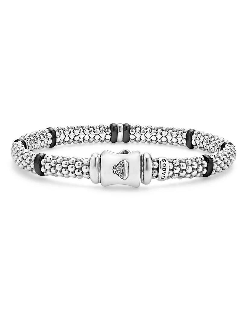 LAGOS Single Station Diamond Black Caviar Bracelet in Sterling Silver 4