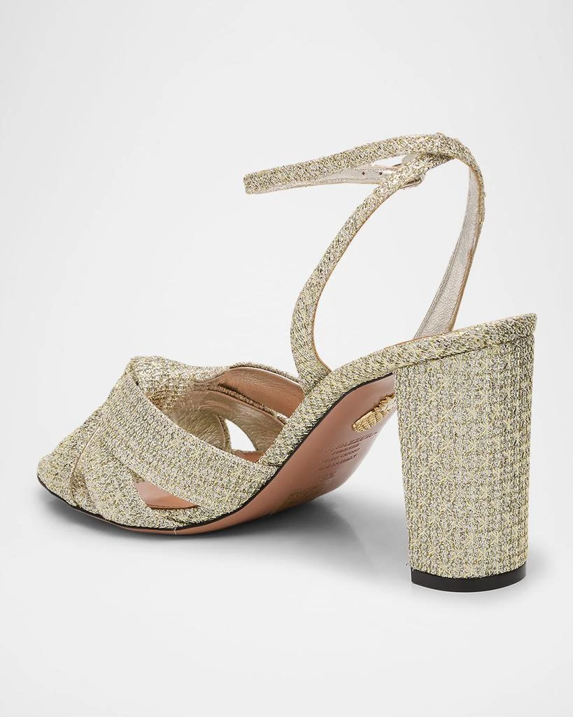 Aquazzura Honeycomb Nina Knot Ankle-Strap Sandals 4