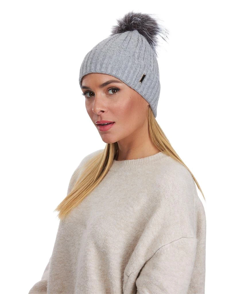 Gorski Knit Hat with Silver Fox Pompom 3
