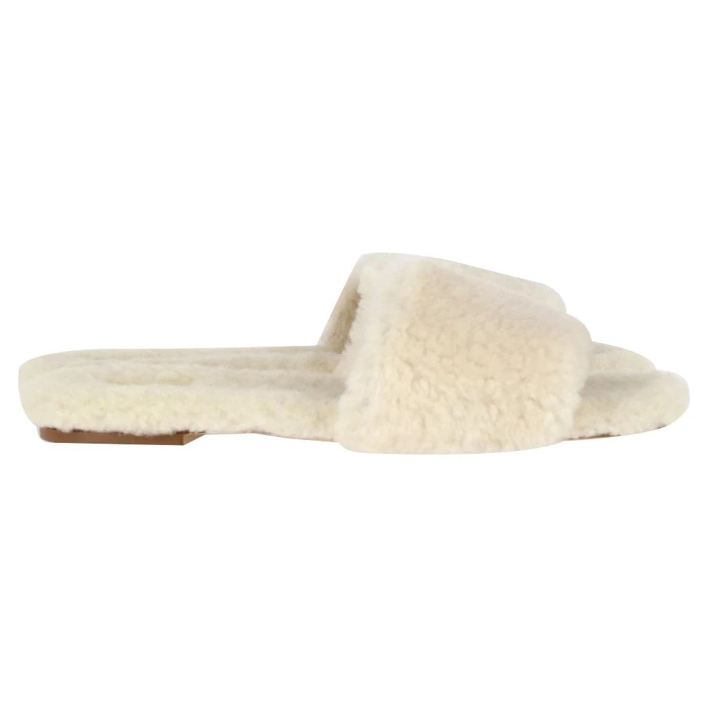 AEYDE Anna Shearling Slides in White Fur 1