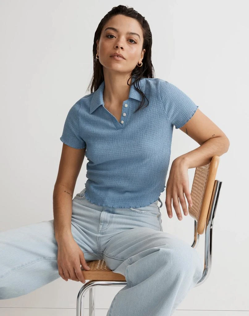 Madewell Crinkle Polo Crop Tee 4