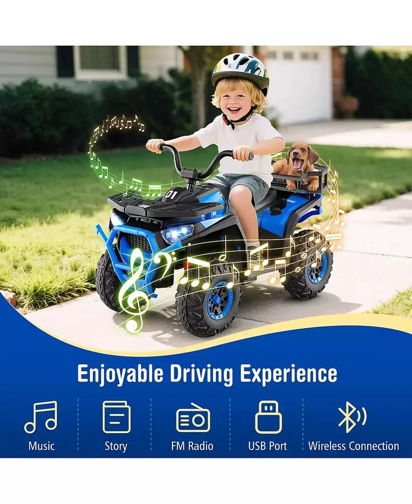 Mecale 24V Kids Ride on Electric ATV Quad Car with Realistic Sounds and LED Lights-Navy 7