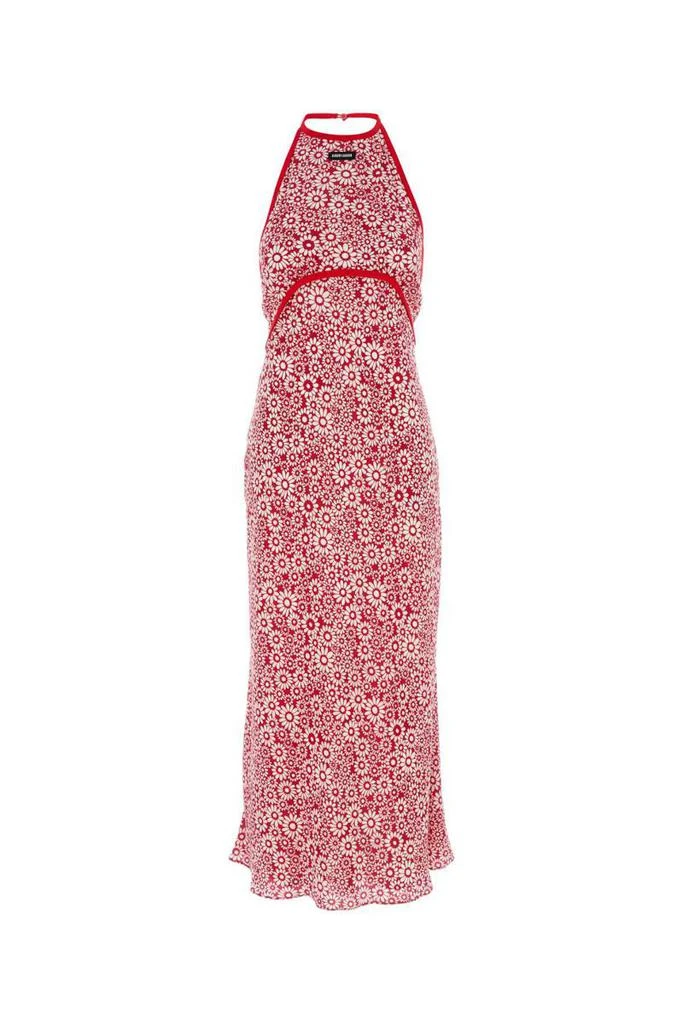 open lace back dress Miu Miu women's red cotton sleeveless mini dress  Loop Generation