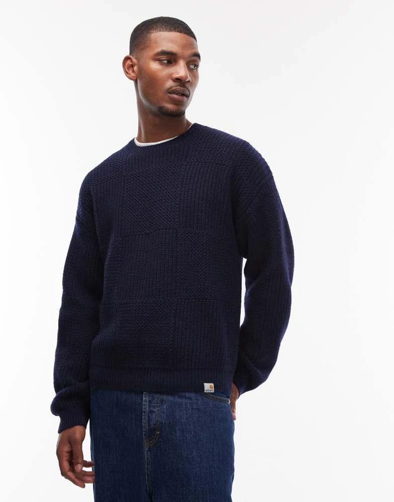 Carhartt WIP bishop cable knitted jumper in navy – On Sale Now 