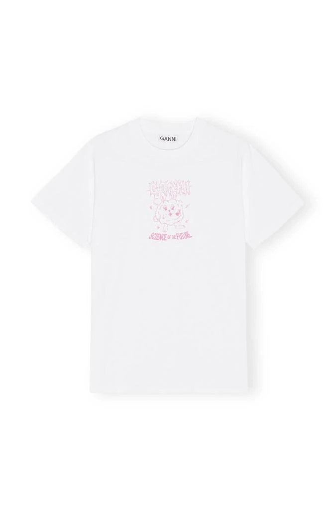 Ganni Unisex Science Bunny Tee In White 1