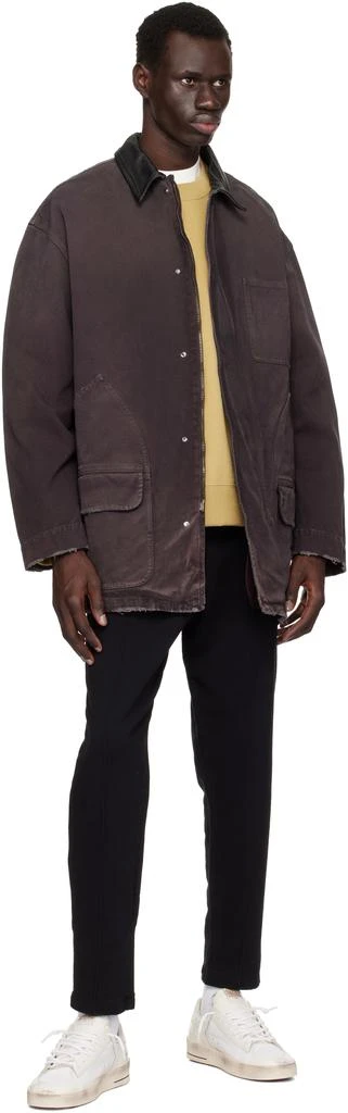 Golden Goose Purple Leather Collar Distressed Jacket 4