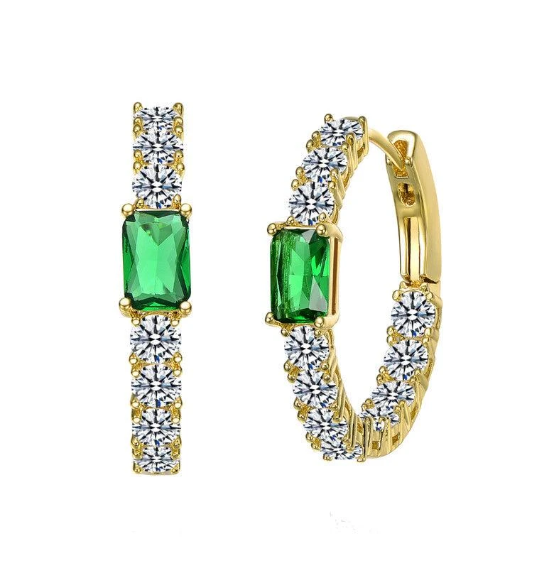 Rachel Glauber 14k Gold Plated with Colored Cubic Zirconia Inside-Out Hoop Earrings 3