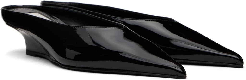 Totême Black Sharp Patent Wedge Mules 4