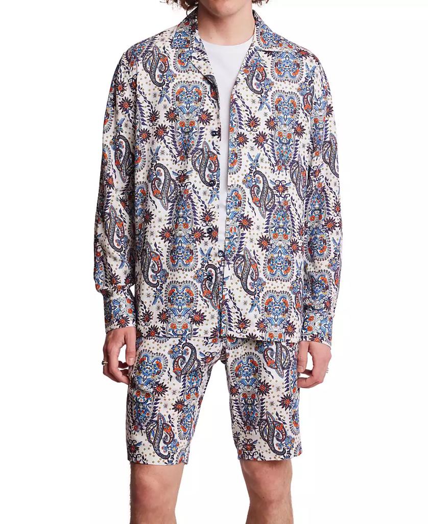 Paisley & Gray Men's Slim Fit Long Sleeve Paisley Button-Front Camp Shirt