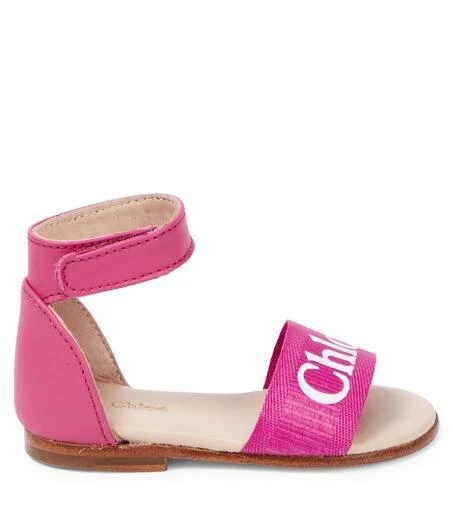Chloé Baby logo leather and canvas sandals 3