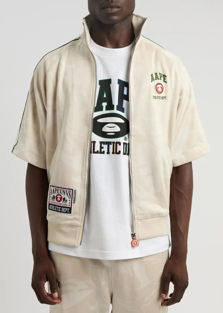 AAPE Logo camouflage-jacquard jersey track jacket  6