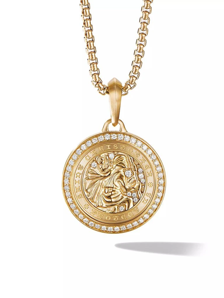 David Yurman St. Christopher Amulet in 18K Yellow Gold with Pavé Diamonds 1