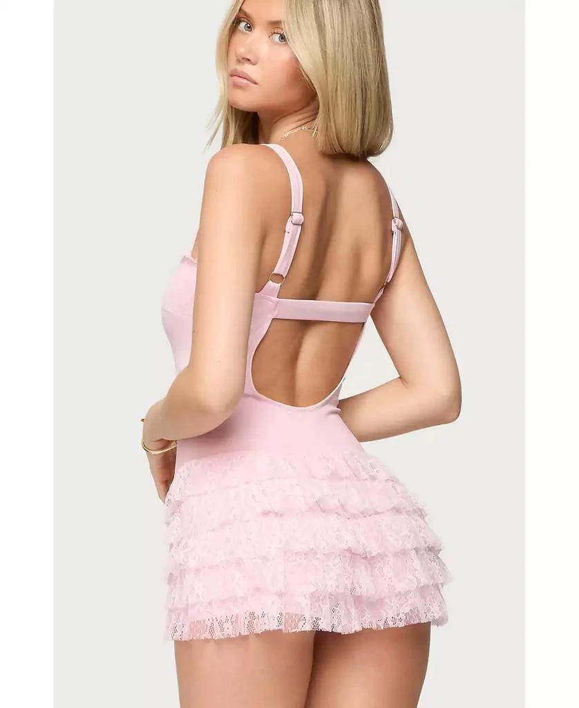 Edikted Womens Lacey Ruffled Romper 2