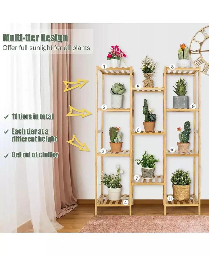 SUGIFT 9-Tier Bamboo Plant Stand for Living Room Balcony Garden 10