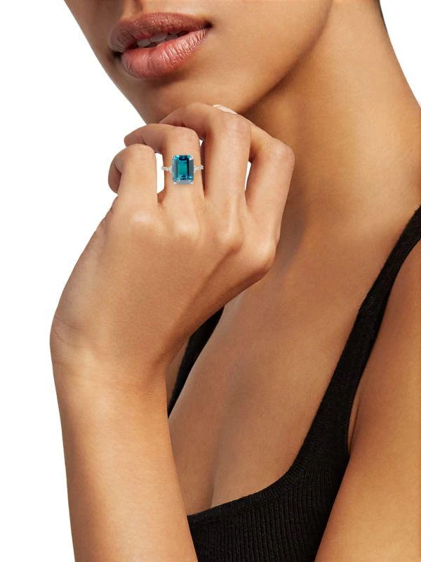 Effy 14K White Gold, 0.20 TCW Diamond
London Blue Topaz Cocktail Ring 2