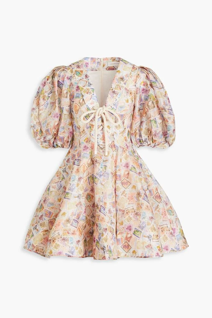 Zimmermann Flared printed linen and silk-blend mini dress 1