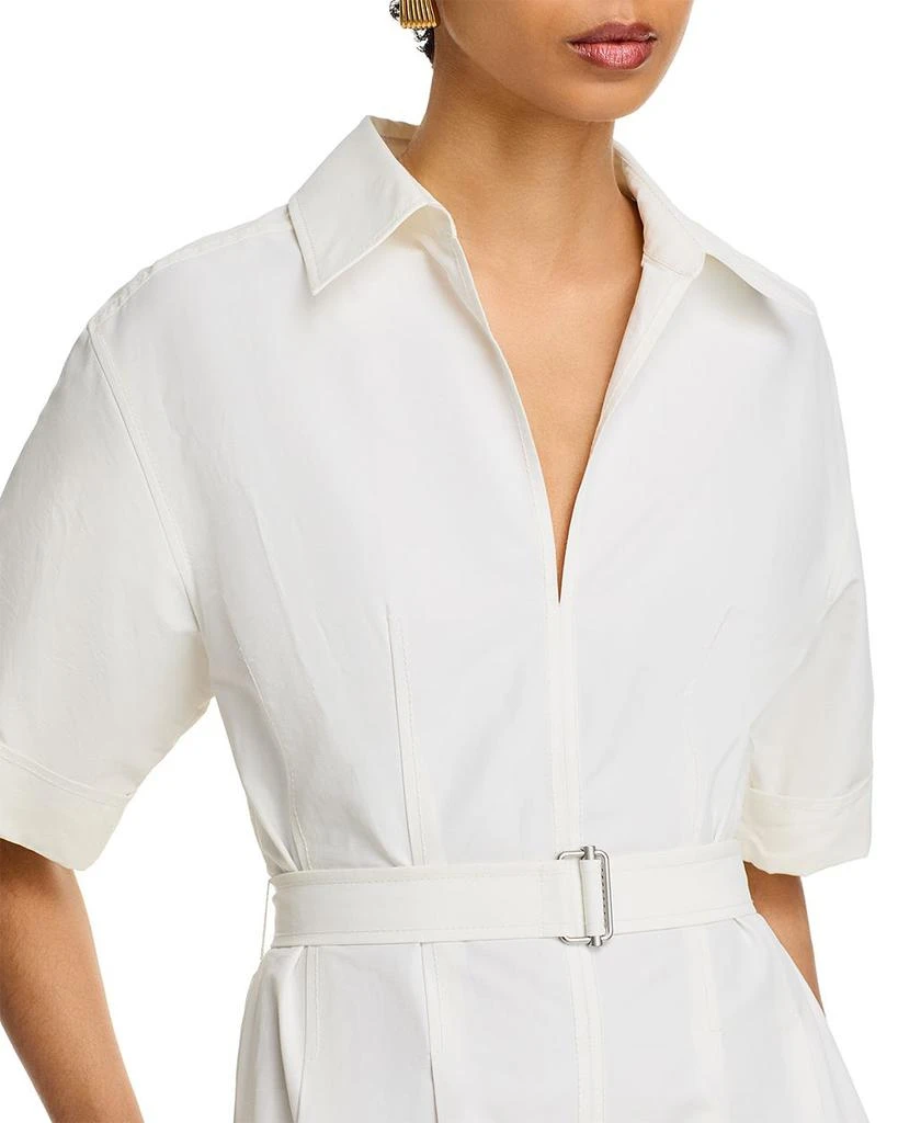 SIMKHAI Deanna Short Sleeve Belted Poplin Midi Dress 2